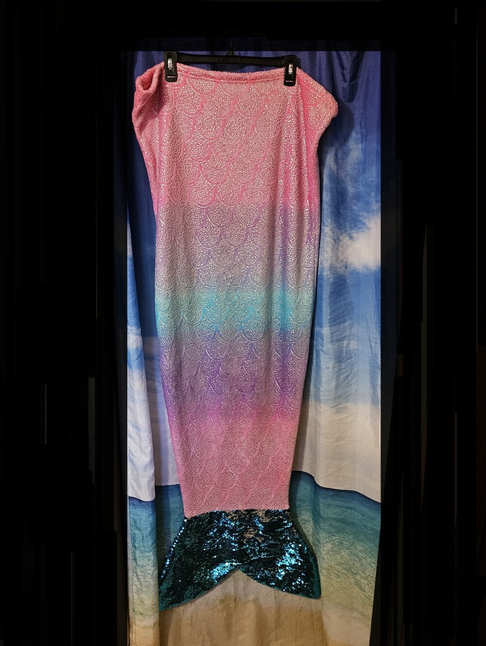Child's Mermaid Sequin Sleep Blanket Pink Multicolor